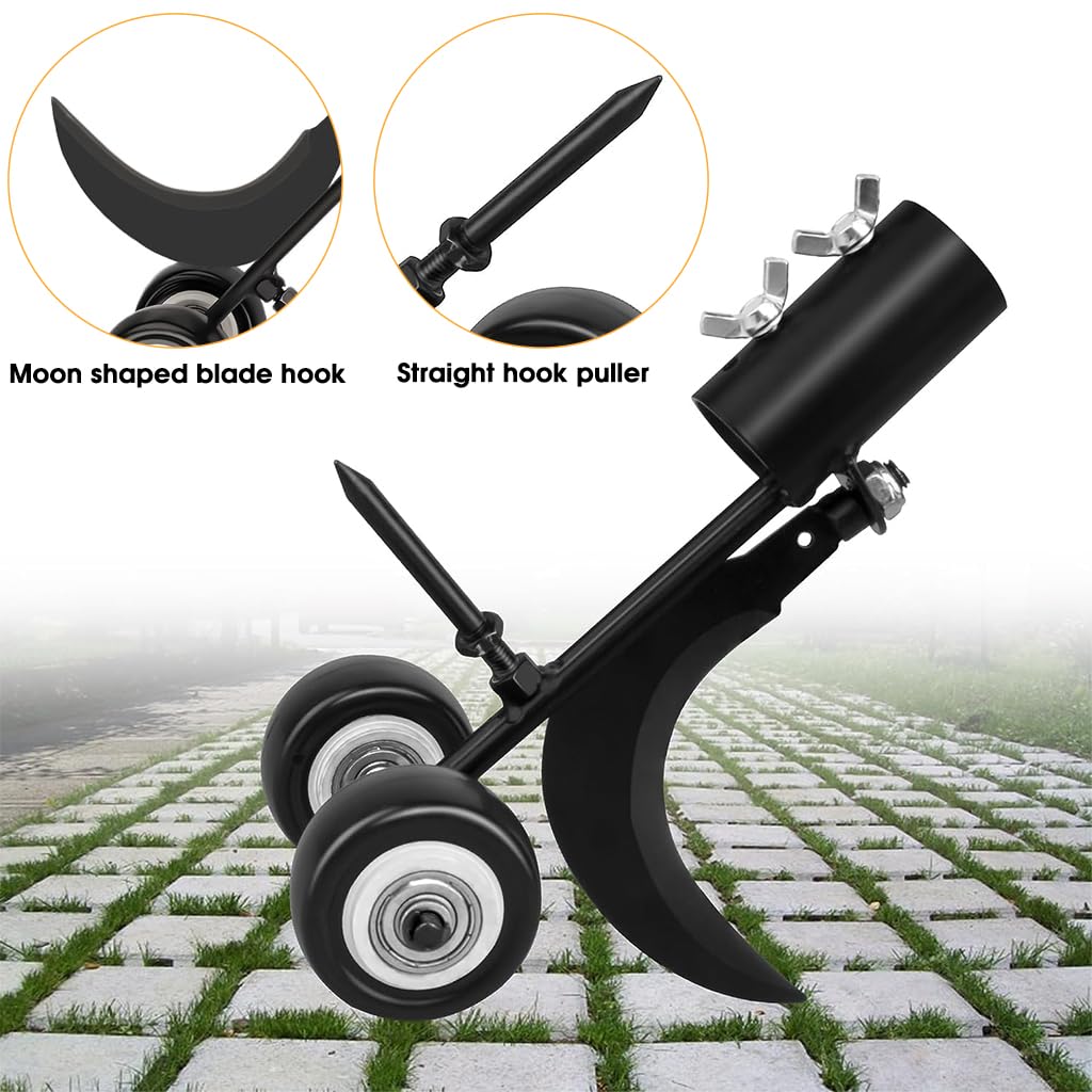 HASTHIP 2 in 1 Pull Weeder for Driveway Patio Sidewalk, Crack and Crevice, Wheeled Carbon Steel Weeder Head, Stand Up Weeder Hand Tool Without Handle HASTHIP 2 in 1 Pull Weeder for Driveway Patio Sidewalk, Crack and Crevice, Wheeled Carbon Steel Weeder Head, Stand Up Weeder Hand Tool Without Handle